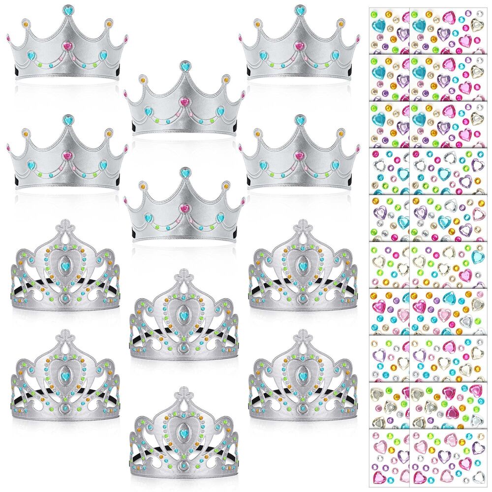 7443 22 pack DIY Crowns Set Include 12 Pcs Foam Princess Crowns and 10 Pcs